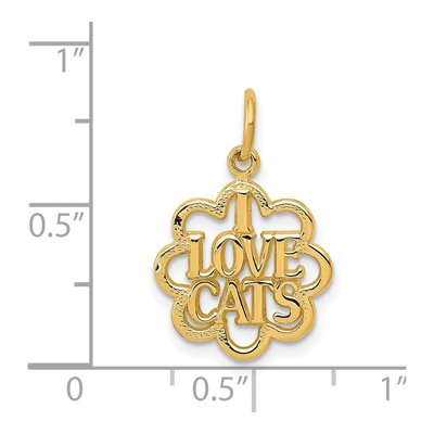 14K Yellow Gold I LOVE CATS Charm – view 5