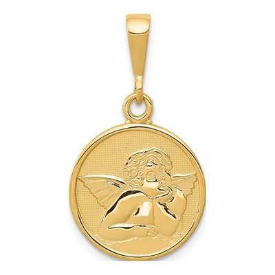 14K Yellow Gold Raphael Angel Round Pendant