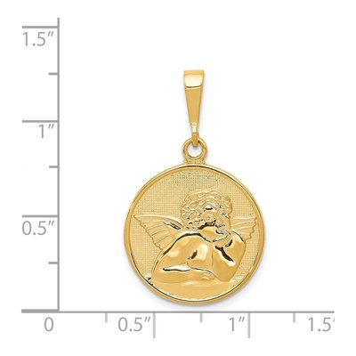 14K Yellow Gold Angel Round Pendant – view 5