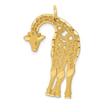 14K Yellow Gold Diamond-Cut Giraffe Pendant