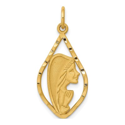 14K Yellow Gold Blessed Virgin Mary Pendant