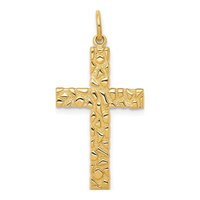 14K Yellow Gold Nugget Style Cross Pendant