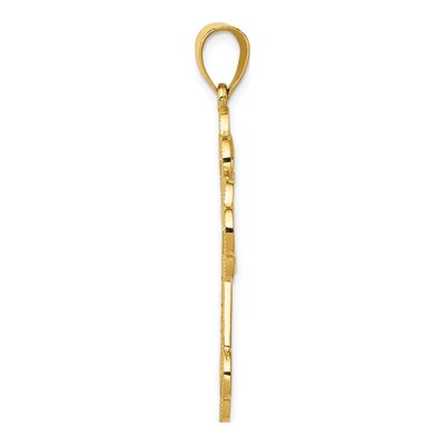 14K Yellow Gold Budded Greek Key Cross Pendant – view 3