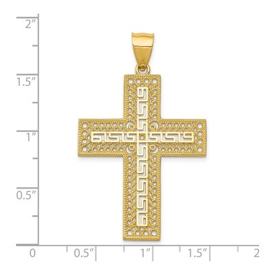 14K Yellow Gold Greek Key Filigree Cross Pendant – view 5