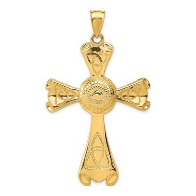 14K Yellow Gold Large Celtic Cross Pendant