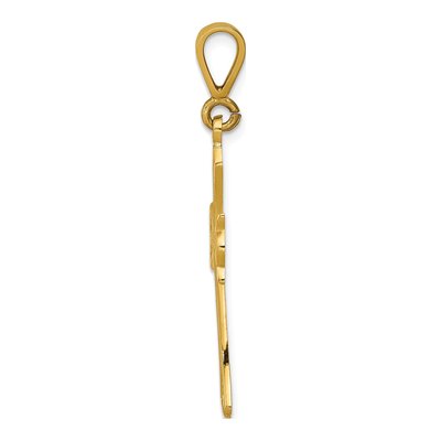 14K Yellow Gold Fleur de Lis Cross Pendant – view 3