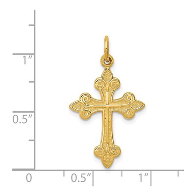 14K Yellow Gold Fleur de Lis Cross Pendant – view 4