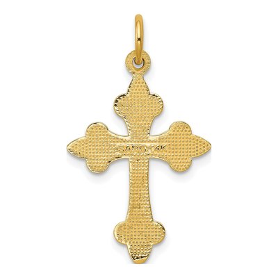 14K Yellow Gold Fleur de Lis Cross Pendant – view 5