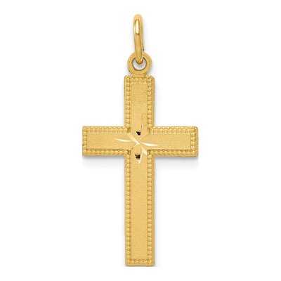 14K Yellow Gold Diamond-Cut Cross Pendant