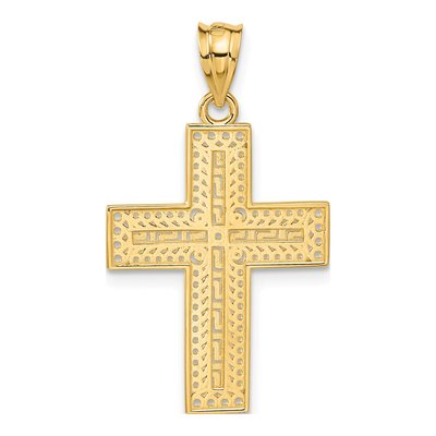 14K Yellow Gold Greek Key Filigree Cross Pendant – view 4