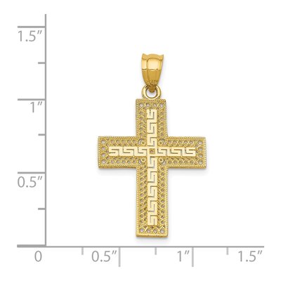 14K Yellow Gold Greek Key Filigree Cross Pendant – view 5