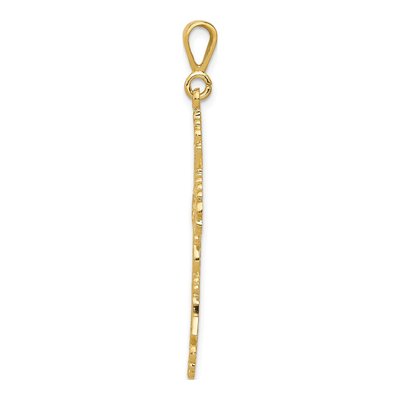 14K Yellow Gold Fleur de Lis Cross Pendant – view 3