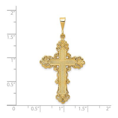 14K Yellow Gold Fleur de Lis Cross Pendant – view 4