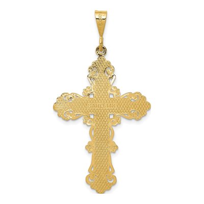14K Yellow Gold Fleur de Lis Cross Pendant – view 5