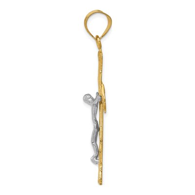 14K Two-Tone Gold Diamond-Cut Crucifix Pendant – view 3