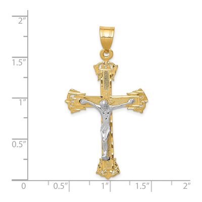 14K Two-Tone Gold Diamond-Cut Crucifix Pendant – view 5