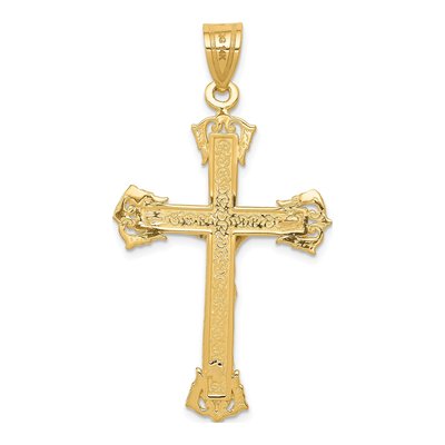 14K Two-Tone Gold Diamond-Cut Crucifix Pendant – view 6