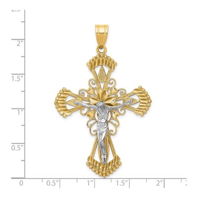 14K Two-Tone Gold Large Crucifix Pendant – view 4