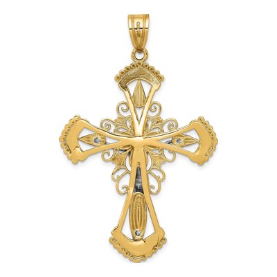 14K Two-Tone Gold Large Crucifix Pendant – view 5
