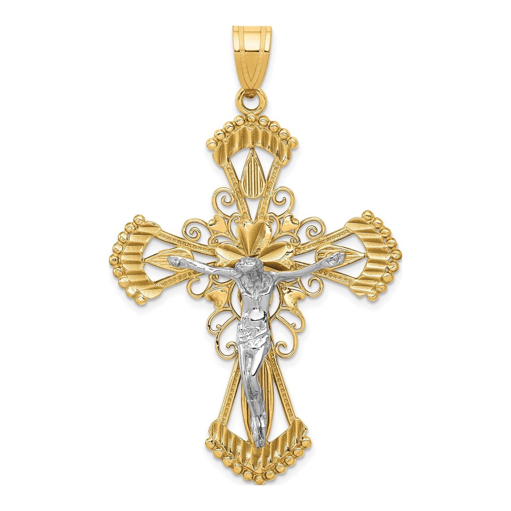 14K Two-Tone Gold Large Crucifix Pendant
