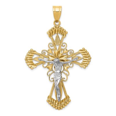 14K Two-Tone Gold Large Crucifix Pendant