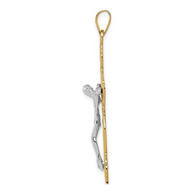 14K Two-Tone Gold Diamond-Cut Crucifix Pendant – view 3