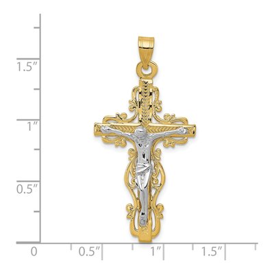 14K Two-Tone Gold Diamond-Cut Crucifix Pendant – view 4