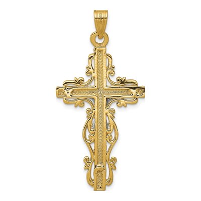 14K Two-Tone Gold Diamond-Cut Crucifix Pendant – view 5