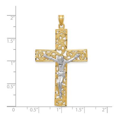 14K Two-Tone Gold Filigree Crucifix Pendant – view 3