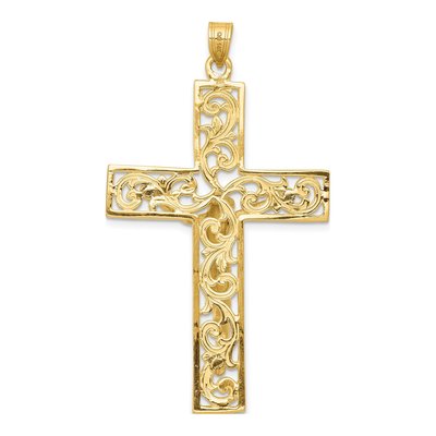14K Two-Tone Gold Filigree Crucifix Pendant – view 4