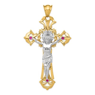 14K Two-Tone Gold CZ Large Pendant