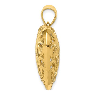 14K Yellow Gold Diamond-Cut Filigree 3-D Heart Pendant – view 3