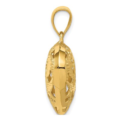 14K Yellow Gold 3-D Heart Pendant – view 3