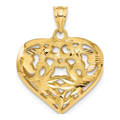 14K Yellow Gold 3-D Heart Pendant – view 4