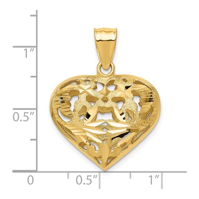 14K Yellow Gold 3-D Heart Pendant – view 5