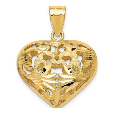14K Yellow Gold 3-D Heart Pendant