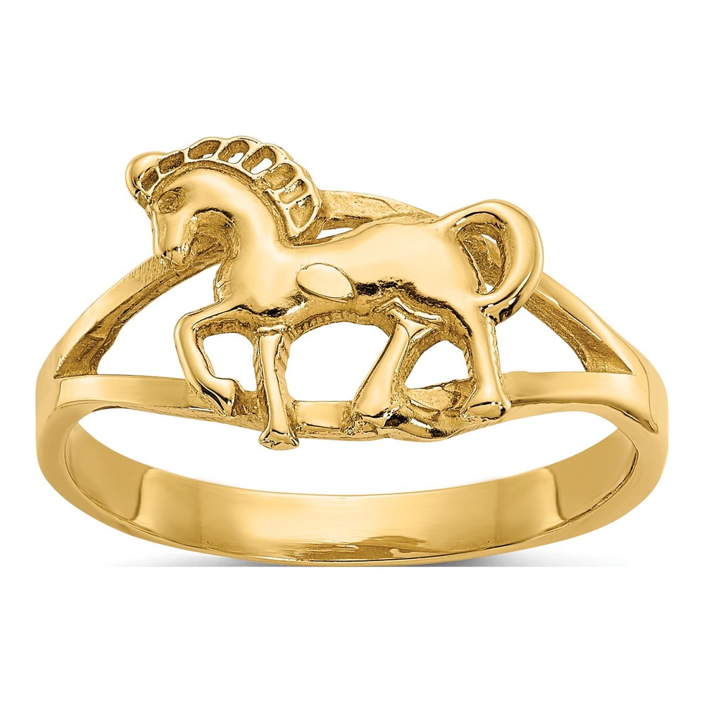 14K Yellow Gold Horse Ring