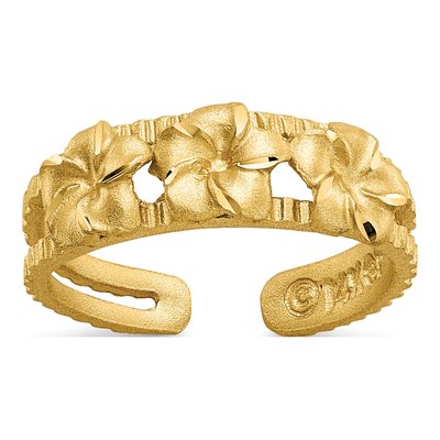 14K Yellow Gold Plumeria Toe Ring