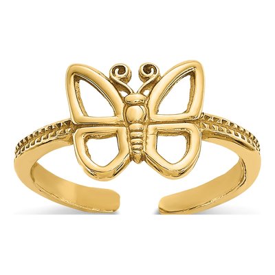 14K Yellow Gold Butterfly Toe Ring