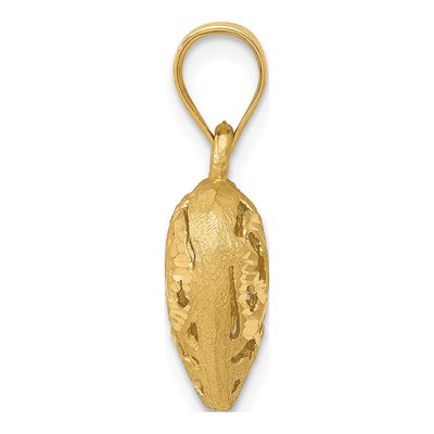 14K Yellow Gold Puffed Heart Filigree Pendant – view 3
