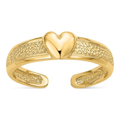 14K Yellow Gold Heart Toe Ring