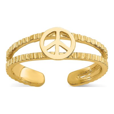 14K Yellow Gold Peace Sign Toe Ring