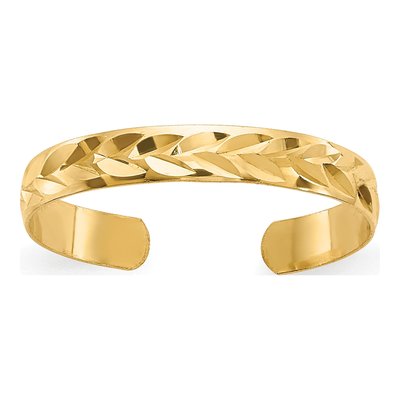 14K Yellow Gold Diamond-Cut Toe Ring