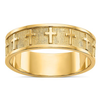14K Yellow Gold 5mm Cross Band