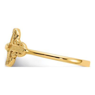 14K Yellow Gold Diamond-Cut Crucifix Ring – view 5