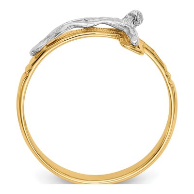 Men's 14K Two-Tone Gold Diamond-Cut Crucifix Ring – view 3