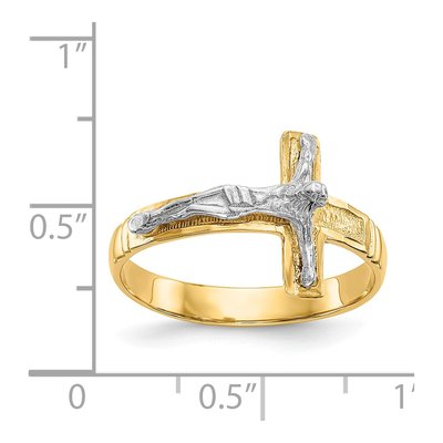 Men's 14K Two-Tone Gold Diamond-Cut Crucifix Ring – view 4