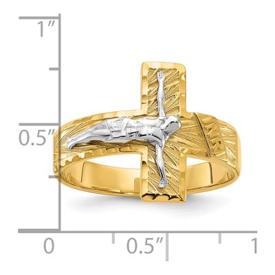 Men's 14K Two-Tone Gold Crucifix Ring – view 4