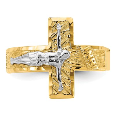 Men's 14K Two-Tone Gold Crucifix Ring – view 5