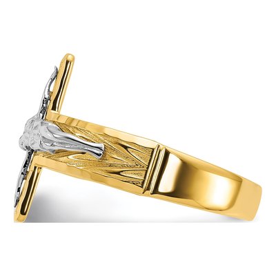 Men's 14K Two-Tone Gold Crucifix Ring – view 6